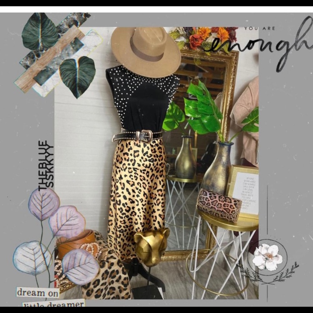 Satin Animal Print Skirt